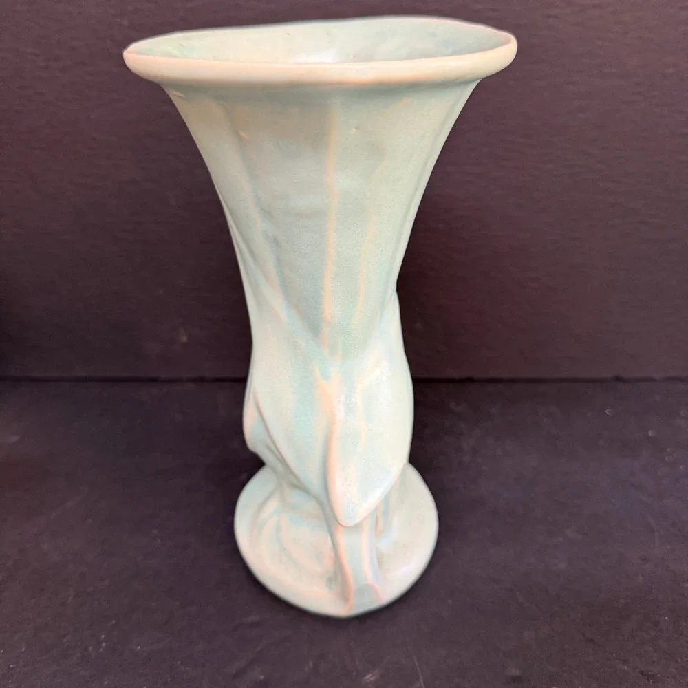 Vintage Red Wing Attributed Art Deco Vase RARE Aqua Blue‎ Matte Cerami 7.5